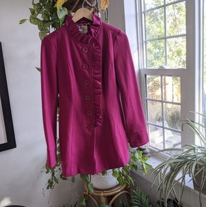 Tulle Anthro Pink Ruffle Pea Coat